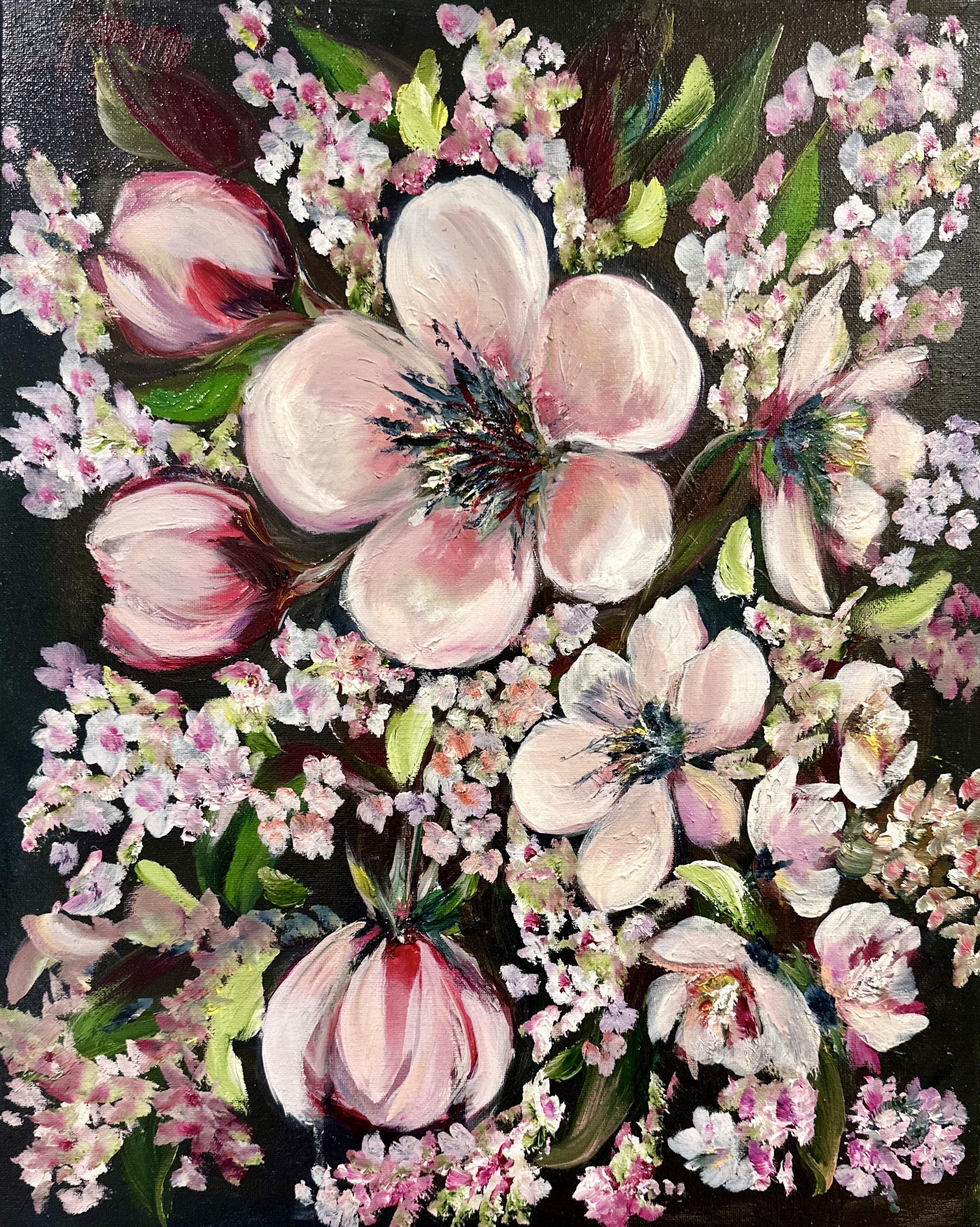 Apple Blossoms — original flower oil painting contemporary floral art by Nina