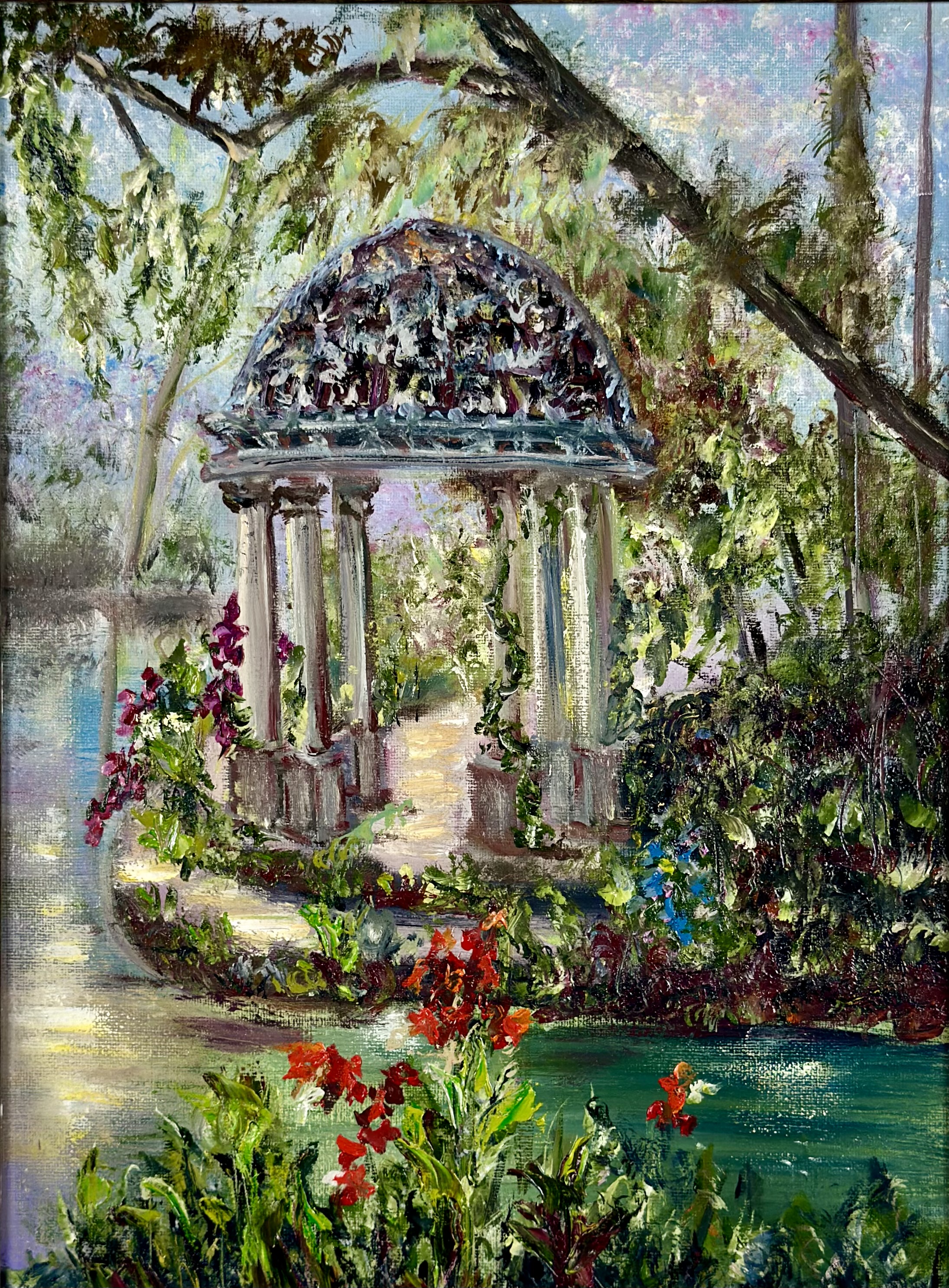 The Garden Gazebo — original landscape painting contemporary art by Nina